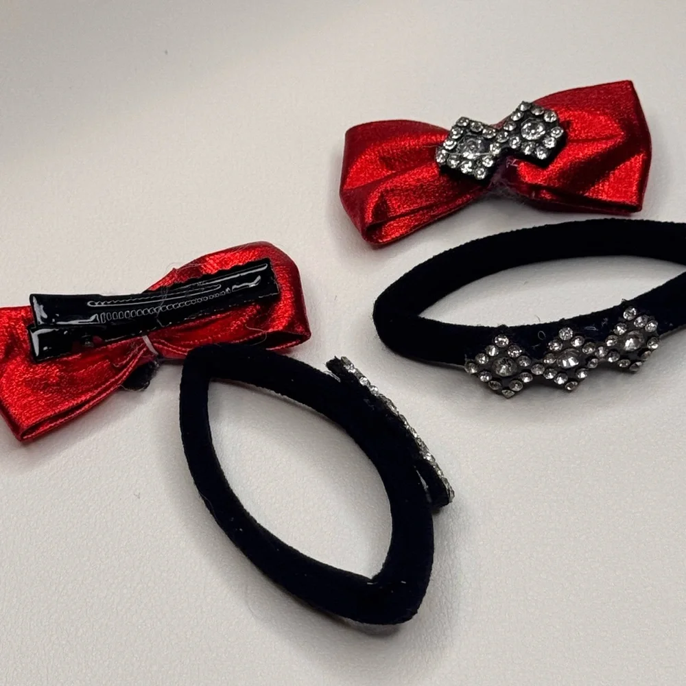 Pink and Black Hair Accessories with Elegant Rhinestone Embellishments